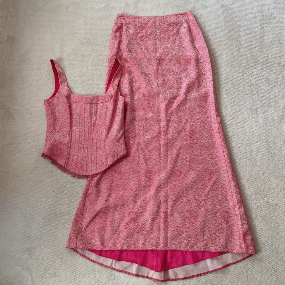 Vintage Y2K Cache Corset Top SET Size 6* Beaded Rare Glam Pink